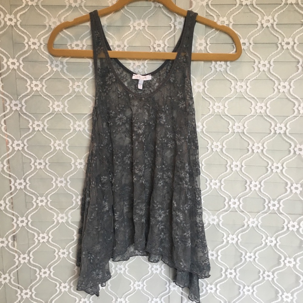 Gray Lace Tank